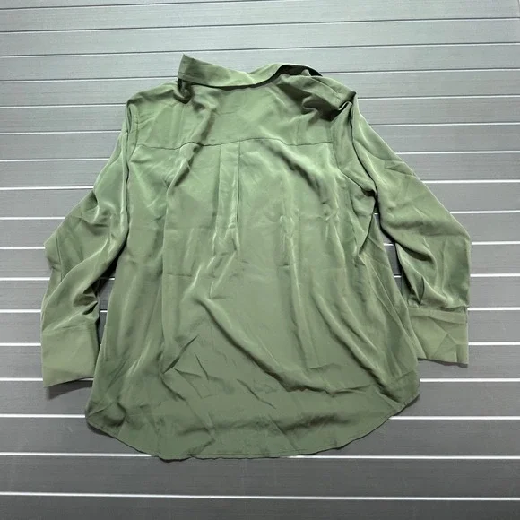 Nine West Womens Plus 0X Olive Green‎ Button Down Shirt Long Sleeve Pocket - Picture 7 of 7